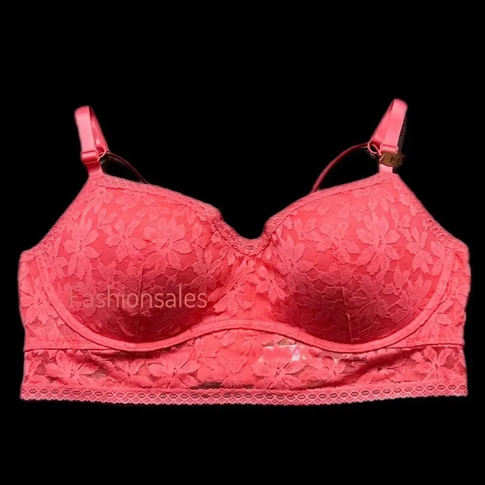 Victoria’s Secret PINK Lace bralette Push up Padding Underwire bra Coral XXL